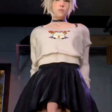 final fantasy, final fantasy vii, cloud strife, lewdsio, blonde hair, crossdressing, femboy, looking at viewer, seductive look, skirt, twink, tagme, video