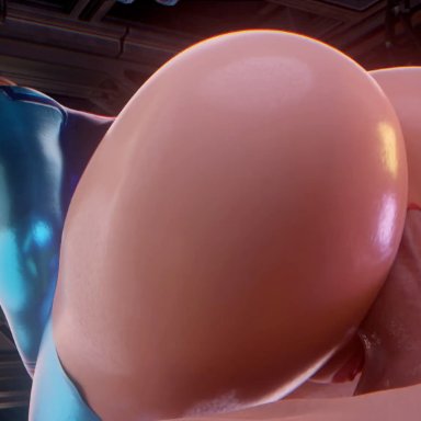 metroid, nintendo, samus aran, zero suit samus, fennochik, 1boy, 1girls, anal, ass, big ass, blonde hair, bouncing ass, duo, looking back, shiny skin