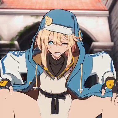 arc system works, guilty gear, guilty gear strive, bridget, kreamu, 1boy, anal, blonde hair, blue eyes, clothed sex, clothing, cowgirl position, femboy, girly, jacket