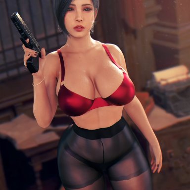 biohazard, capcom, resident evil, resident evil 4, resident evil 4 remake, ada wong, ada wong (adriana), milapone, asian, asian female, ass, big ass, big breasts, black hair, bra