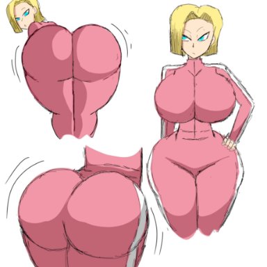 dragon ball, dragon ball super, android 18, zdaddyecchi, big ass, blonde hair, blonde hair female, blue eyes, blue eyes female, bubble butt, curvaceous, curvy, curvy figure, female, milf