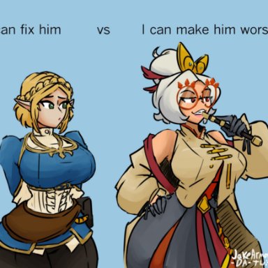 tears of the kingdom, the legend of zelda, purah, jakearmorsmith, big breasts, breasts, female, meme