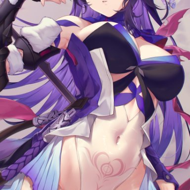 honkai: star rail, seele (honkai: star rail), ninelie, blue hair, breasts, leotard, mole on thigh, pubic tattoo, skindentation, tattoo, thigh squish, womb tattoo