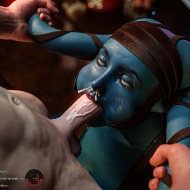 star wars, aayla secura, twi'lek, drinkerofskies, 1boy1girl, 1boys, 1girls, alien, alien girl, alien humanoid, athletic, athletic female, big penis, blowjob, blowjob face