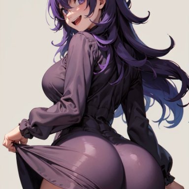 game freak, nintendo, pokemon, hex maniac, suicidespit, ahoge, ass, big ass, clothing, female, female only, from behind, long hair, looking at viewer, looking back