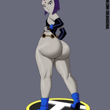 dc, dc comics, teen titans, rachel roth, raven, raven (dc), coldarsenal, 1girls, armwear, ass, belt, big ass, big butt, boots, bubble ass