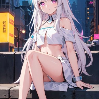 honkai: star rail, honkai (series), clara (honkai: star rail), pikkiwynn, anklet, bare legs, bare shoulders, barefoot, breasts, crop top, feet, female, halo, jewelry, legs