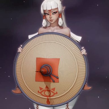 tears of the kingdom, the legend of zelda, paya (the legend of zelda), rushzilla, ass, female, white hair, animated, tagme, turntable (animation), video