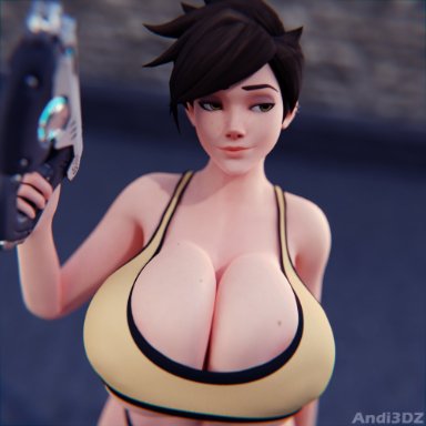 activision, blizzard entertainment, overwatch, overwatch 2, lena oxton, tracer, andi3dz, iangel3d, 1girls, ass, athletic, athletic female, big ass, big breasts, bottom heavy