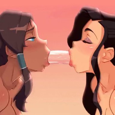 avatar the last airbender, the legend of korra, asami sato, korra, owler, dark skin, female, female only, human, oral, pale skin, smooth skin, animated, tagme, video