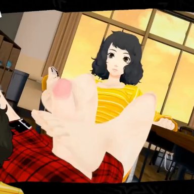 persona, persona 5, akira kurusu, joker (persona), ren amamiya, sadayo kawakami, angstyexistence, cremechu, valperopero, age difference, balls, barefoot, classroom, cum, cum on body