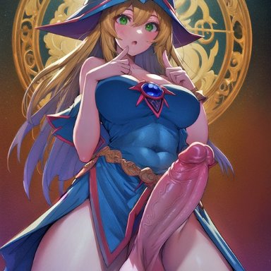 dark magician girl, bulge quest, stable diffusion, futa only, futanari, solo, ai generated