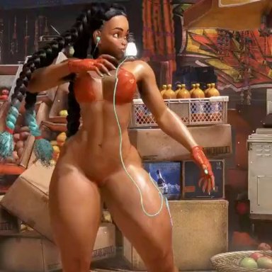 capcom, street fighter, street fighter 6, kimberly (street fighter), 1girls, african, african female, almost naked, alternate ass size, ass, athletic female, barefoot, big ass, bikini, bikini bottom