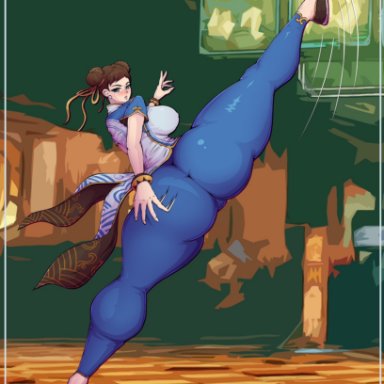 street fighter, street fighter 6, chun-li, captainxero, mrstudmuffin, 1girls, ass, back view, big ass, big butt, breasts, bubble ass, dumptruck ass, dumptruck butt, fat ass