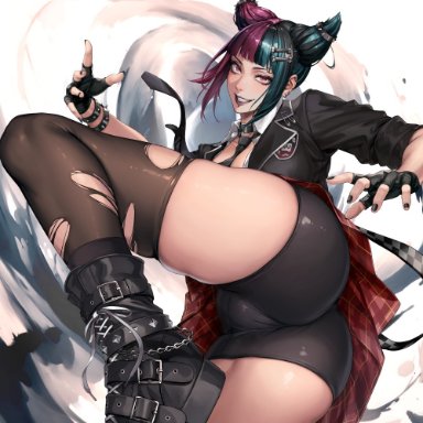 capcom, street fighter, street fighter 6, juri han, sadakage, 1girls, ass, ass focus, big ass, big butt, curvy, female, female only, goth, goth girl