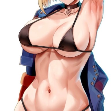 capcom, street fighter, street fighter 6, cammy white, foxyreine, armpits, belly, belly button, bikini, blonde hair, breasts, choker, is, lewd, looking at viewer