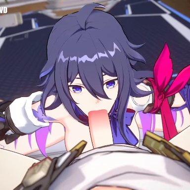 honkai: star rail, hoyoverse, mihoyo, caelus (honkai: star rail), seele (honkai: star rail), mellewd, mizzpeachy, volkor, 1boy, 1boy1girl, 1girls, ahoge, black hair, breasts, clothed male nude female