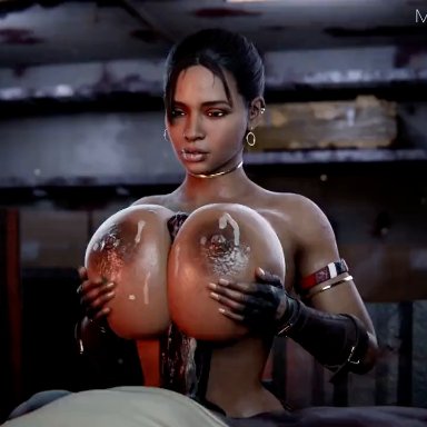 resident evil, resident evil 5, sheva alomar, midnightsfm, 1boy, 1boy1girl, 1girls, areolae, big penis, bmbf, breasts, dark-skinned female, dark-skinned male, dark skin, huge breasts