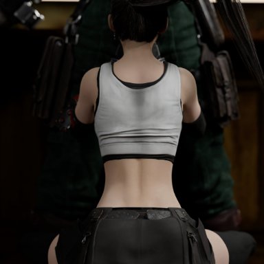 final fantasy, final fantasy vii, barret wallace, tifa lockhart, missed call, black hair, blowjob, busty, dark-skinned male, dark skin, fellatio, female, female focus, hourglass figure, interracial