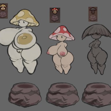 the binding of isaac, cumlord, cumlord (artist), just coffee, 3girls, belly, belly button, big areola, big ass, big belly, big breasts, big butt, big nipples, black body, chubby