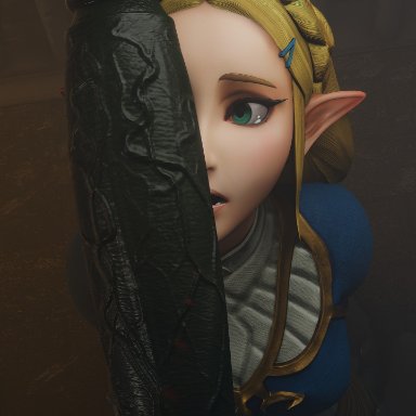 nintendo, tears of the kingdom, the legend of zelda, ganondorf, princess zelda, zelda (tears of the kingdom), red lj, 1boy, 1girls, blonde hair, blue eyes, elf, female, green skin, huge cock