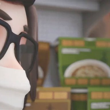 overwatch, mei (overwatch), magmallow, tempty, 1girls, anal beads, barely clothed, breasts, breathing, brown eyes, brown hair, clothed, clothing, dark hair, dildo