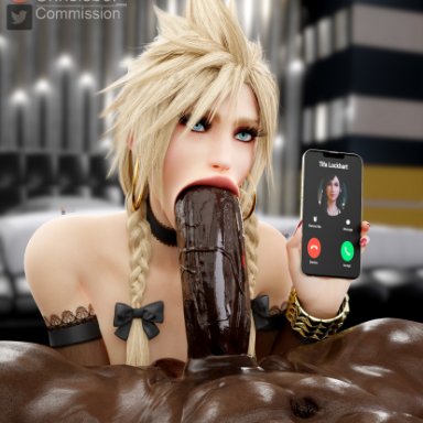 final fantasy, final fantasy vii, final fantasy vii remake, square enix, cloud strife, tifa lockhart, chrisisboi , 2boys, blowjob, cuckold, cuckquean, dark-skinned male, facial, gay, interracial