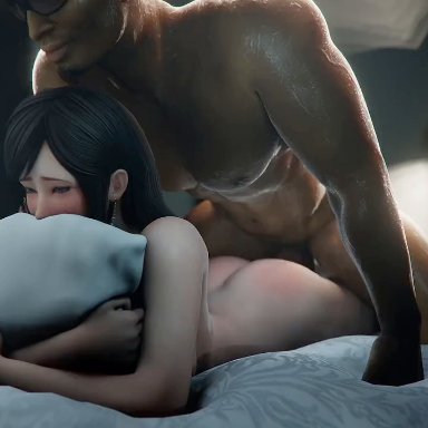 dead or alive, kokoro (doa), zack (dead or alive), baron von meowsberg, 1boy, 1girls, ass, big ass, big penis, black male, brown hair, cute, dark-skinned male, interracial, kissing