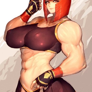 street fighter, street fighter 6, marisa (street fighter), fumio (rsqkr), 1girls, athletic female, big breasts, breasts, female, female only, gloves, large breasts, muscles, muscular, muscular female