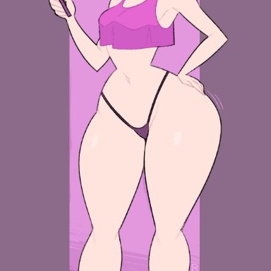 adult swim, rick and morty, summer smith, zetaskully, female only, mobile phone, panties, ponytail, purple choker, purple hairband, purple top, shiny skin, strawberry blonde hair, thick thighs, thong