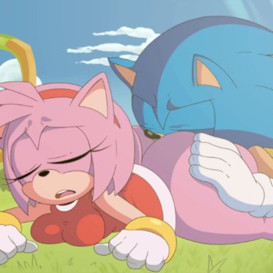 sega, sonic (series), sonic the hedgehog (series), amy rose, sonic the hedgehog, scrabble007, 1boy, 1girls, 5 fingers, accessory, anal, anthro, anthro on anthro, anus, ass