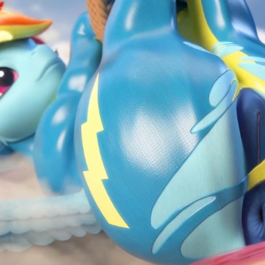 my little pony, rainbow dash (mlp), wonderbolts (mlp), clopician, animal genitalia, bondage, on back, ripped clothing, struggling, thick, thick ass, thick thighs, tied, tied up, tongue out