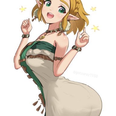 nintendo, tears of the kingdom, the legend of zelda, princess zelda, zelda (tears of the kingdom), gonzarez, 1girls, ass, big ass, blonde hair, blush, breasts, clothed, clothed female, cute