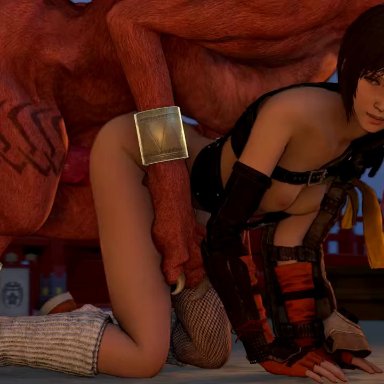 final fantasy, final fantasy vii, square enix, red xiii, yuffie kisaragi, devilscry, consensual, erection, female, feral, human, interspecies, male, male/female, mammal