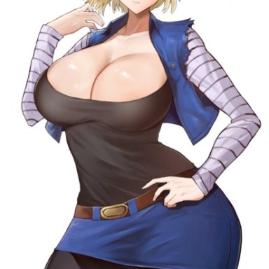 dragon ball, dragon ball fighterz, dragon ball z, shounen jump, toei animation, android 18, kataku musou, 1girls, 5 fingers, android, anime style, asian, asian female, ass, beige skin