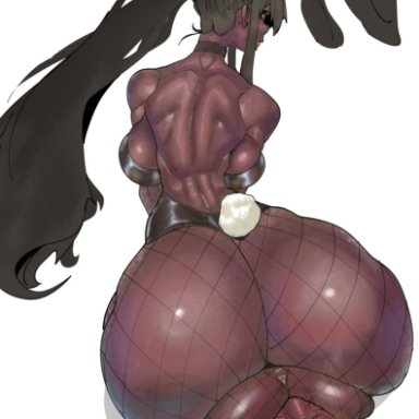 blue archive, karin (blue archive), streachybear, 1futa, autofootjob, backboob, backsack, balls, big ass, big balls, big breasts, big butt, blush, breasts, bunny ears