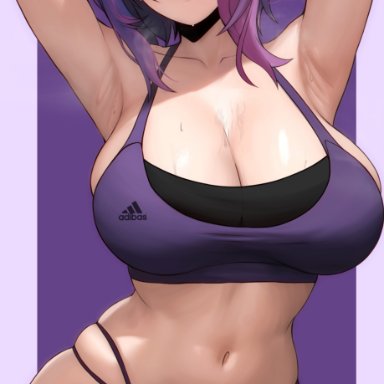 my hero academia, kaina tsutsumi, lady nagant, tsutsumi kaina, edmun, 1girls, armpits, arms behind head, breasts, curvy, female, hips, huge breasts, light-skinned female, light skin