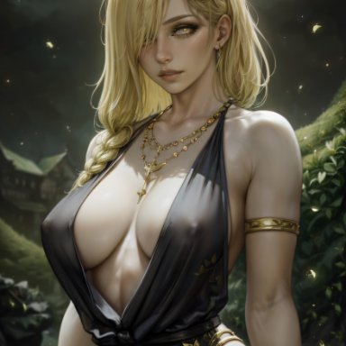 elden ring, fromsoftware, queen marika the eternal, secret room12, stable diffusion, blonde hair, jewelry, ai generated