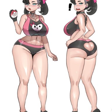 nintendo, pokemon, pokemon ss, marnie (pokemon), fladdykin, 1girls, aged up, ass, ass cutout, booty shorts, breasts, bubble butt, female, large breasts, latest