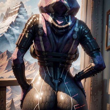 mass effect, quarian, tali'zorah nar rayya, infinitetali, alien girl, ass focus, backboob, bodysuit, dat ass, huge ass, massive ass, mountain, outdoors, solo female, standing