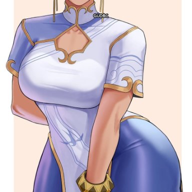 capcom, street fighter, street fighter 6, chun-li, gud0c, asian, asian female, ass, big ass, big breasts, black hair, blue pants, breasts, chinese clothes, cleavage