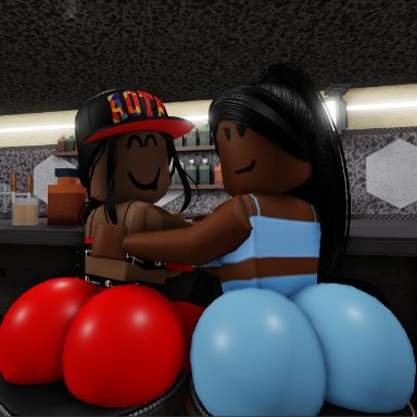 roblox, oc, original character, roblox avatar, robloxian, pancakebass09, 2girls, ass focus, black hair, bottom heavy, bottomwear, bra, breasts, bubble ass, bubble butt