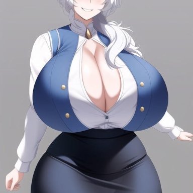 rooster teeth, rwby, willow schnee, nai diffusion, stable diffusion, big ass, big breasts, blue eyes, breasts, breasts bigger than head, eyes, feet out of frame, female, female only, gigantic breasts