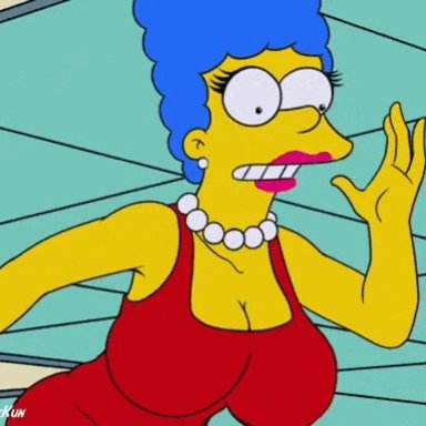 the simpsons, marge simpson, kogeikun, big ass, big breasts, clothed, female, female only, naked, nude, animated