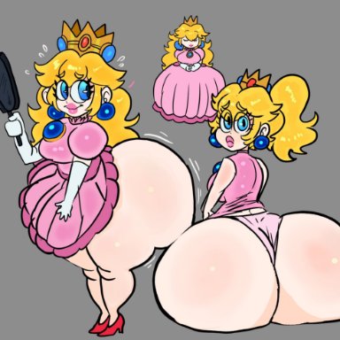 mario (series), nintendo, super mario rpg, princess peach, lemonadepikachu, 1girls, ass, big ass, big butt, blonde, blonde hair, blue eyes, bottom heavy, bubble ass, bubble butt