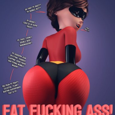 disney, pixar, the incredibles, elastigirl, helen parr, smitty34, 1girls, ass, big ass, big butt, female, female only, large ass, looking back, milf