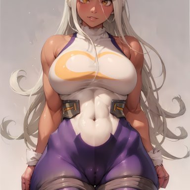 my hero academia, miruko, rumi usagiyama, firestarter88, stable diffusion, 1girls, curvaceous, curvy body, curvy female, female focus, female only, huge breasts, long hair, looking at viewer, seductive look