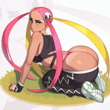 nintendo, pokemon, pokemon sm, plumeria (pokemon), team skull, rizdraws, 1girls, ass, blonde hair, breasts, brown skin, dat ass, female, hair ornament, huge ass