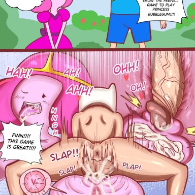 adventure time, cartoon network, finn the human, princess bubblegum, princess bubblegum young, artist request, 1female, ass, blush, blush lines, breasts, cum, cum in mouth, cum in pussy, cum inside