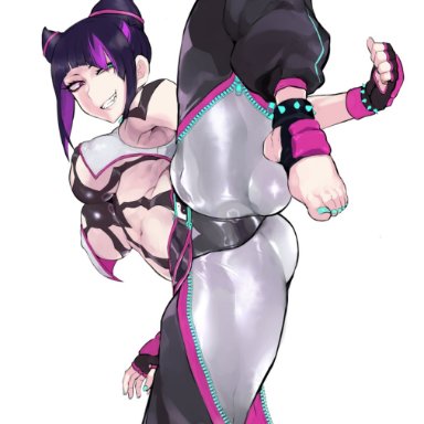 capcom, street fighter, street fighter 6, juri han, puru, 1girls, ass, belly, belly button, big ass, big breasts, big butt, bracelet, breasts, busty